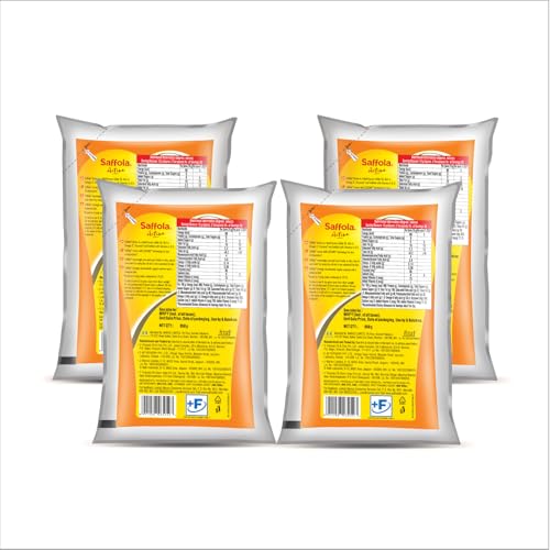 Image of Saffola Active Refined Cooking oil | Rich in Omega 3 & Oryzanol | Multi-Source Edible Rice Bran & Soyabean oil| 4 x 850g pouch