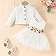 JiAmy Baby Mädchen Kleid Kleinkind Ärmellose Blumen Tüll Tutu Kleider und Langarm Waffel Strickjacke Mantel 2Pcs Outfits Set für Mädchen 12-18 Monate Weiß