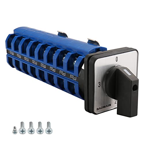 BAOMAIN 63A Rotary Changeover Switch AC 660V 4-Position 8-Phase 32-Terminal SZW26-63/0-3.8 1-Pack Universal Cam Switch for Complex Industrial Circuit Control and Power Transfer 0-1-2-3