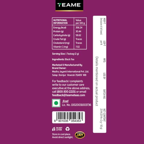 Image of TE-A-ME Darjeeling Black, 25 Tea Bags (Pack of 2) | Darjeeling Tea Bag | Black Tea | Tea Bags 50 pieces