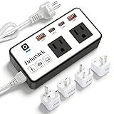 200W Voltage Converter US to Europe, 220V to 110V Power Adapter for European Travel, 2 USB C & 2 USB A Ports, 2 AC Outlets for Laptop, Phone -EU UK AU IT Plug Included