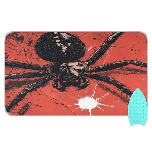 pnyoin Portable Ironing Mat Redback Spider Animal Travel Ironing Pad with Silicone Iron Rest for Steam Pressing on Tabletop or Bed Heat Resistant Portable Quilting & Travel Blanket