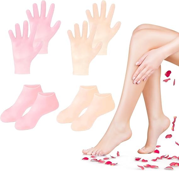 Generic Silicone Moisturizing Socks Gloves Set for Dry Cracked Feet Hands, Size Medium, Hand Foot Care, Spa Gel Socks Gloves After Pedicure (Fits Up to Size 8.5) Generic Silicone Moisturizing Socks Gloves Set for Dry Cracked Feet Hands, Size Medium, Hand Foot Care, Spa Gel Socks Gloves After Pedicure (Fits Up to Size 8.5)