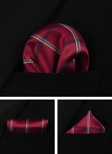Image of Striped Plaid Polka Dot Mens Tie Formal Necktie Pocket Squares Ties Clips Cufflinks Classic for Men Set