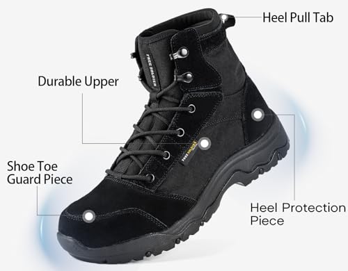 FREE SOLDIER Men's Tactical Hiking Boots 6 Inches Lightweight Breathable Work Boots Military Desert Boots(Black 10)4