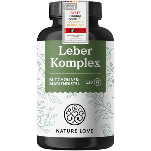 NATURE LOVE® Leber Komplex - 120 Kapseln - mit Mariendistel, Cholin, Artischockenextrakt, Curcuma & Zink - Hochdosiert, vegan, laborgeprüft und in Deutschland produziert