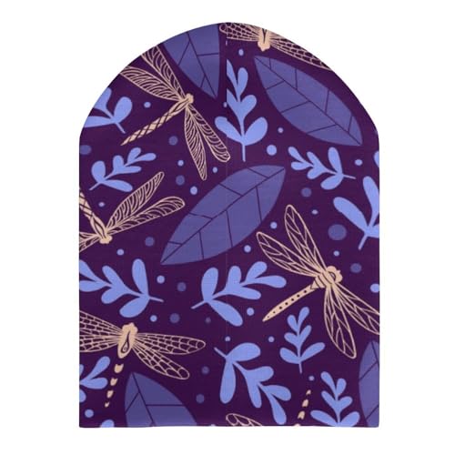 Dragonfly with Plants Kids Beanie Hat for for Girls Boys Children Cap Winter Knitted Chemo Cancer Headwear Accessories Gifts Decoration Black3