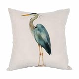 Moslion Heron Pillow,Home Decorative Throw Pillow Cover Watercolor Blue Heron Cotton Linen Cushion for Couch/Sofa/Bedroom/Livingroom/Kitchen/Car 18 x 18 inch Square Pillow case