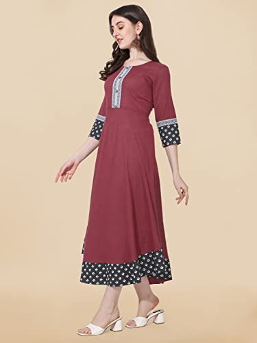 Image of MIRCHI FASHION Women's Straight Fit Rayon Sequins Embroidered and Polka Dots Printed Kurti Only