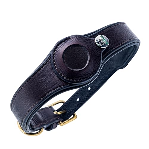 ADIL'S AirTag Dog Collar, Genuine Leather Collar with Secure Appl...