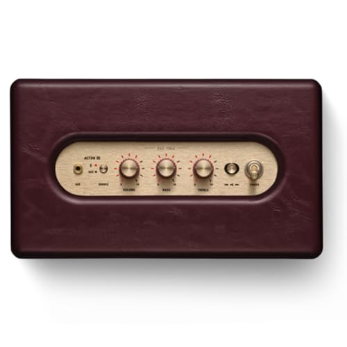 Image of Marshall Acton III Wired Connectivity Stereo Home Speakers with Bluetooth 5.2 & RCA or 3.5mm Input - Burgundy