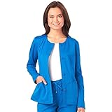 HeartSoul Scrubs Women's Head Over Heels Warm My Heart Button Front Jacket, Royal, XXXX-Large