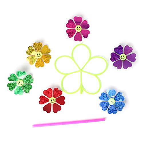 Fuwahahah Windmill Kids Toys Glow 6 Wheels Yard Garden Ornaments Colorful Outdoor Spinner