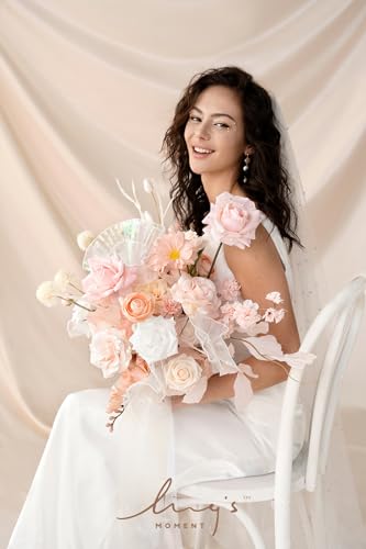 Ling’s Moment Artificial Flowers 25Pcs Glowing Cream Roses Decor w/Stems,3" Real Touch DIY Foam Floral for Wedding Bouquet/Centerpieces, Outdoors Party Backdrop, Room/Table, and Garden/Pot Decorations - Thumbnail 6