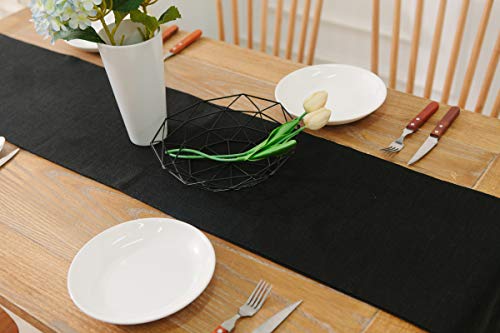 Dinning Table Runner 12 X 36 Inches Farmhouse Kitchen Coffee Burlap Table Runner For Holiday Party, Black #TOP5