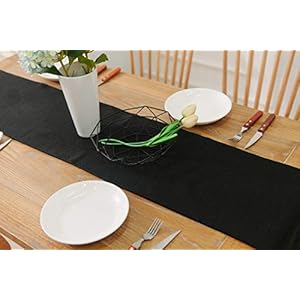 Dinning Table Runner 12 x 36 Inches Farmhouse Kitchen Coffee Burlap Table Runner for Holiday Party Black