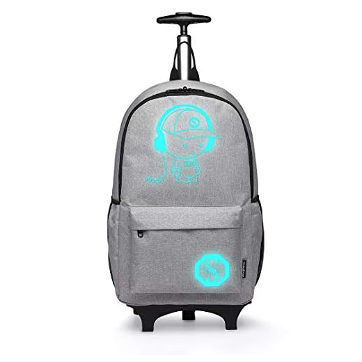 Kono Anime Cartoon Luminous música Boy Backpack Escuela Estudiante Mochila de Moda, Mochila Escolar Unisex Bookbag Maleta De Viaje Trolley Ordenador Mochila (Gris)