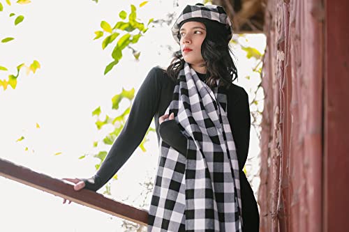 Image of Scottish Tam O' Shanter Hat Tartan Bonnet Pom Pom Wool Flat Cap One Size
