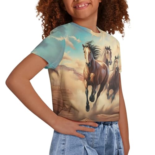 Kids T Shirt Short Sleeve Crop Tops Summer Clothes Pullover Tees Shirt for Girls 5-14Y4