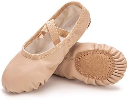 RoseMoli Ballet Shoes for Girls/Toddlers/Kids/Women, Leather Yoga Shoes/Ballet Slippers for Dancing 3.5 Big Kid Nude