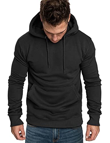 COOFANDY Men s Hooded Sweatshirts Slim Fit Hoodies Athletic Jersey Pullovers Black