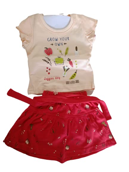 Vinod gerenal store Print T-shirt Top and Skirt for Summer Casual Clothing Set for Baby Girls