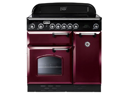 RANGECOOKER CLASSIC 90 tiefrot /mess. - Kochfeld GAS Grill / 2 Heißluft-Backöfen