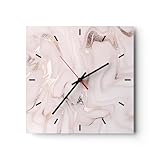 arttor orologio da parete in vetro rosa marmo rovesciato 30x30cm piccolo moderno orologio da muro per casa cucina soggiorno silenzioso wall clock decorazione orologio da appendere - c3ac30x30-4799