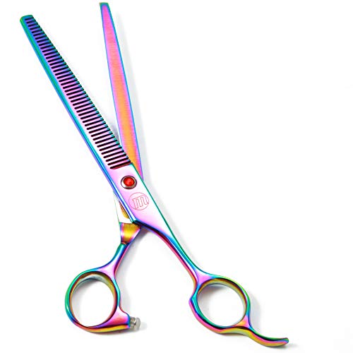 Image of Moontay Professional Dog Grooming Scissors Set, 7 Inch /8 Inch Pet Grooming Scissors Chunkers Shears for Dog, Curved Dog Grooming Scissors, Thinning Shears for Dog with Grooming Comb