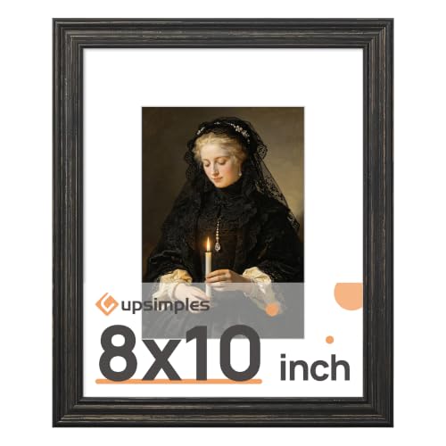 Image of upsimples 8x10 Picture Frame, Vintage Frames Decor, 1Pack Black & Gold | Fit 5x7 and 8 x 10 Photo, Wall or Tabletop Display, Antique-style Decoration, Rustic Farmhouse Decor, For Weddings