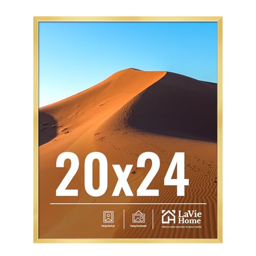 Image of LaVie Home 20x24 Picture Frame for Wall Display, 20x24 Gold Picture Frame with HD Plexiglas, 20 x 24 Poster Frame 1 Pack, Display Frame for Vertical or Horizontal, Classic Collection