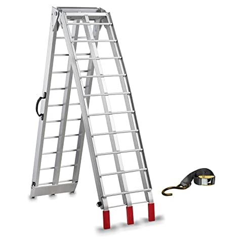 Aluminum Loading Ramp, gardhom 228x30.5cm ATV Motorcycles Loading Ramp with 340KG/Pack Loading Capacity, Portable Folding Ramps with Rubber Tipped Fingers for ATV UTV Trucks Cover