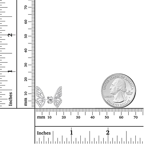 Luxval Silver Cz Butterfly Wing Earrings (A Pair), Sterling Silver,Brass Butterfly Studs, Half Butterfly Studs, Sparkly Butterfly Earrings, Tiny Cartilage Hypoallergenic Earring For Women #TOP7