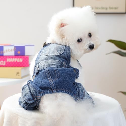 Overol de mezclilla para perros pequeños miniatura 2