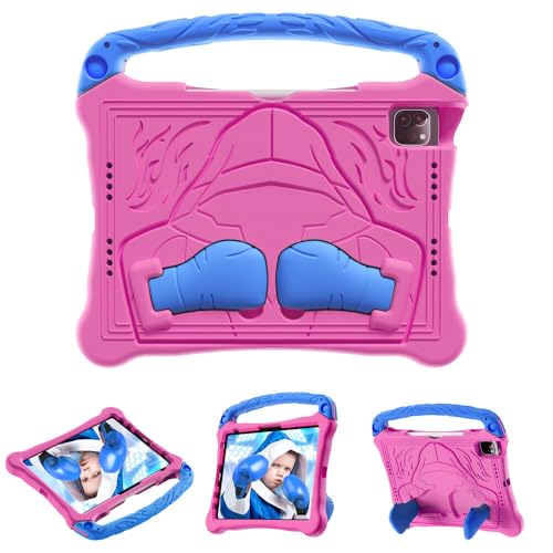 Coque iPad 10e génération antichoc silicone rose et bleu avec bandoulière