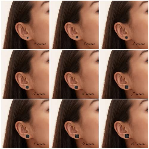 Cubic Zirconia Princess-Cut Solitaire Stud Earrings for Women and Men, Butterfly Push-Back2