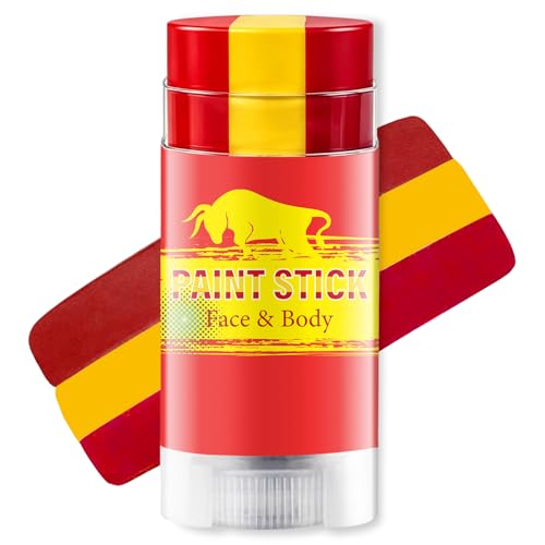 Red Yellow and Red Spain Face Paint Stick for World Cup Fans and Party World Cup Decorations Sweatproof & High Pigment Sports Face Paint Sticks for World Cup Party Accessories