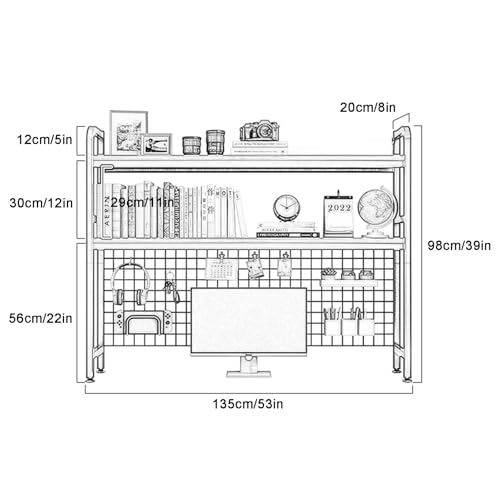 Bibliothèque de bureau à 3 niveaux et étagère de rangement
