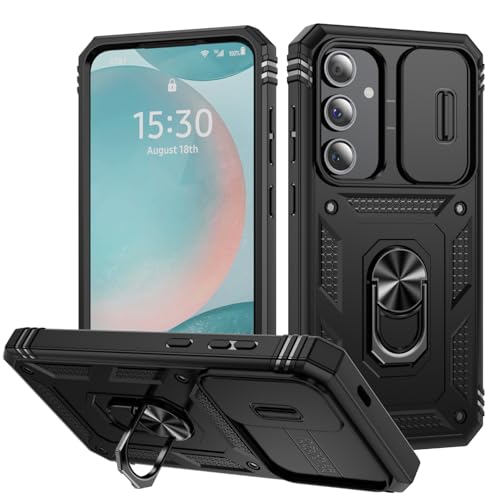 Coque S24 FE 5G antichoc noire avec support de protection 6,7 pouces