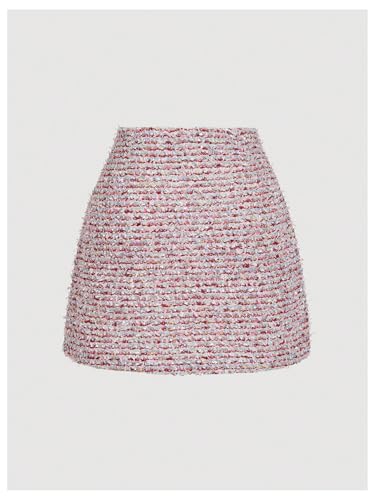 SweatyRocks Women's Elegant High Elastic Waist Button Tweed Knit Stretchy Mini Skirts2