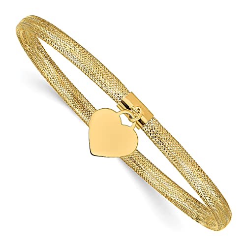 14K Yellow Gold Heart Stretch Mesh Bracelet Adjustable Wrap Love Fine Jewelry For Women Gifts For Her #TOP6