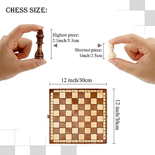 Syrace Folding Hand Crafted Wooden Chess Set Unique Chess Board with Foldable Secure Storage & Exquisite patterns, Travel Chess Sets, Gift For Kids, Adults, Boys, Girls - Image 3