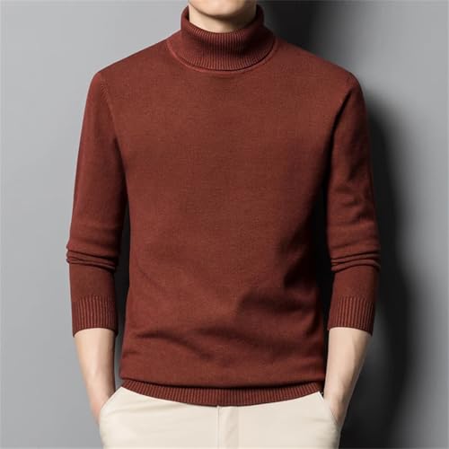 Men's Turtleneck Wool Sweater Solid Color Knit Warm Casual Bottom Pullover Top2