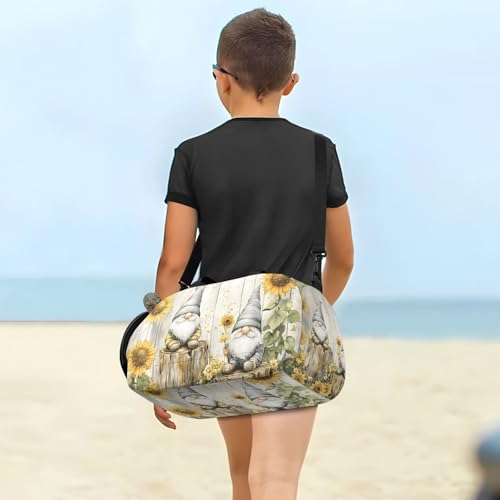 Duffle Bag for Boys or Girls with Shoes Compartment, Sunflower Gnome Sports Travel Bag Overnight4
