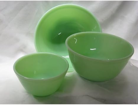 3 Pieces Glass Mixing Bowl Set - Jade (Green) Color - 20 oz, 40 oz, 65 oz