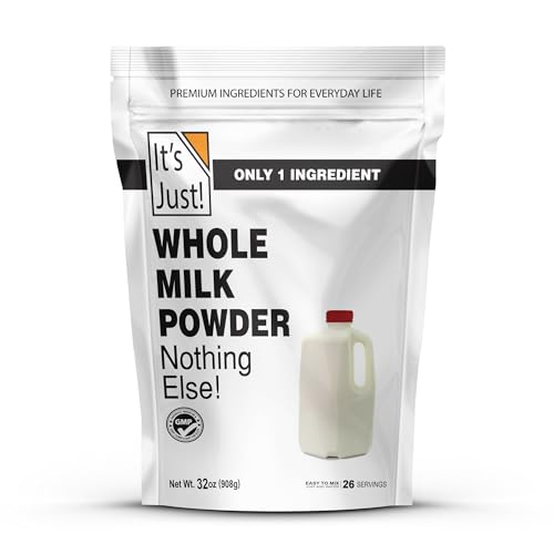 It's Just - Whole Milk Powder, 2lbs, rBST\/rBGH Hormone Free, Shelf Stable, Just Add Water, Made in USA, Dry Milk Powder, 32oz