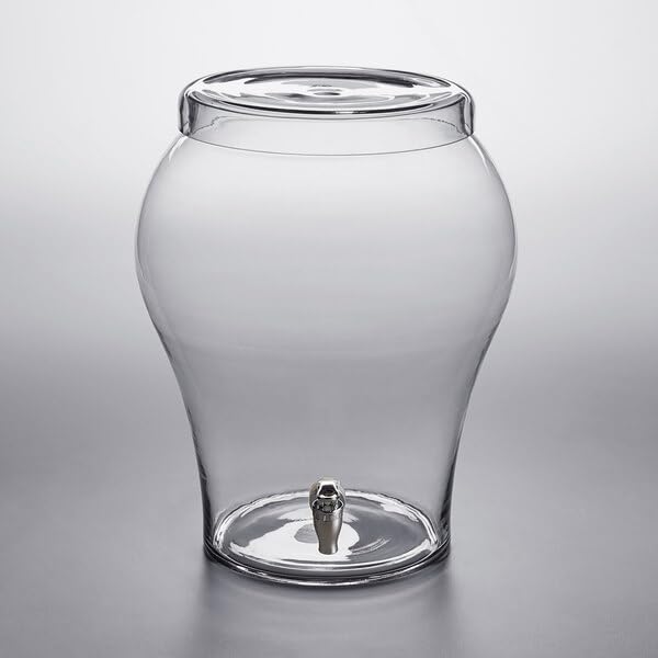 5 Gallon Curved Glass Beverage Dispenser with Glass Lid and Spigot