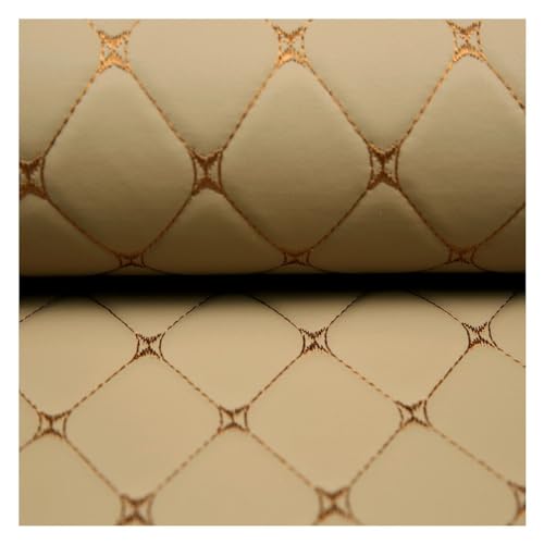 Tissu en cuir pour bricolage similicuir matelassé beige premium