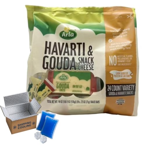 Havarti and Gouda Cheese Snack, Made from real, creamy Havarti and rich Gouda cheese, these bite-sized delights are perfect for little hands and grown-up cravings alike. 24 ct.