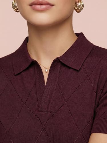 Image of JUNEBERRY Women's Flatknit Solid Half Sleeve Polo T-Shirt with Collared Neck, Casual Style for Office, Travel, (Sizes S to 2XL)